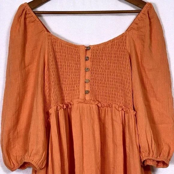 NEW Easel Sz L Large Cotton Gauze Mini Dress Pockets Coastal Peasant Boho Beach - Picture 4 of 6